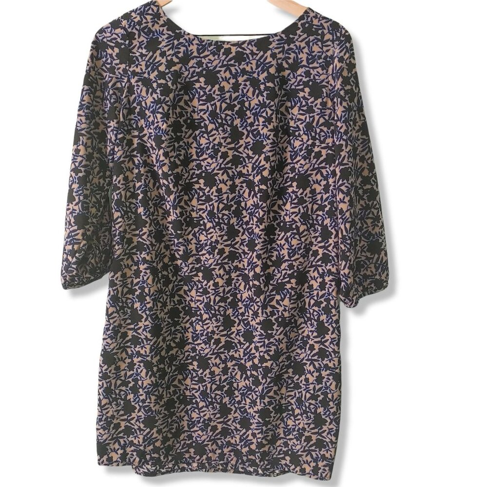Old Navy Dress/tunic womens Medium long-sleeve floral black blue taupe